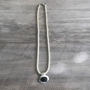Silver and black necklace